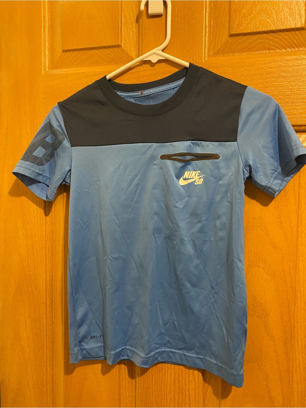 Nike SB Short-Sleeve Athletic Tee in Light Blue and Black